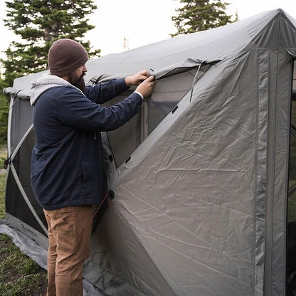 Gazelle Tents™ Tandem Gazebo, Easy Pop-Up Hub Screen Tent, Durable, TriTech Mesh, Waterproof, UV Resistant, 10-Person, Agave Green, 89" x 86" x 156", GG800AG