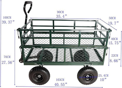 with a Four-Wheeled Trailer with a Double-Deck Detachable Side,The Steel Multifunctional Heavy-Duty net car can be Used in Farms,Warehouses and Other Places.