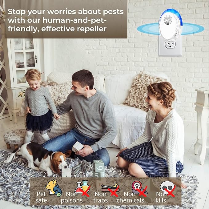 MITXPC Ultrasonic Pest Device Repeller Indoor Pest Deterrent Repellent Ultrasonic Plug in, Pest Control for Spiders, Roaches, Insects (6 Pack)