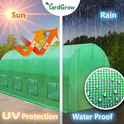 YardGrow Greenhouse Replacement Cover Larger Walk in Outdoor Plant Gardening Greenhouse (Frame Does NOT Included) (Green, 16'x7'x7')