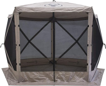 Gazelle Tents™, G5 5-Sided Portable Gazebo, Easy Pop-Up Hub Screen Tent, Waterproof, UV Resistant, 4-Person & Table, Desert Sand, 85" x 115" x 106", GG501DS