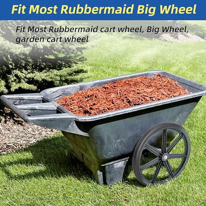 20" Flat Free Tire and Wheel, with 3/4" & 5/8" Bearing, 2.45" Centered Hub, Replacement Wheel For Rubbermaid Wheelbarrow, Garden Yard Cart, 2 Pcs