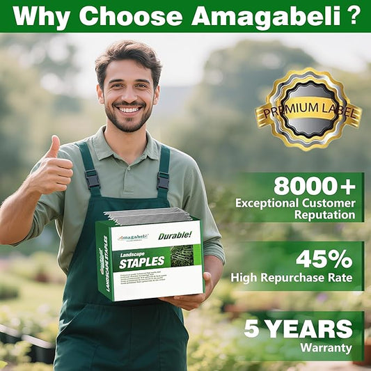 AMAGABELI GARDEN & HOME 6 Inch 500 Pack Galvanized Landscape Staples 11 Gauge Anti-Rust Heavy Duty Garden Staples Plant Cover Stakes U-Shaped Sod Pins Ground Fence Stakes for Weed Barrier Fabric