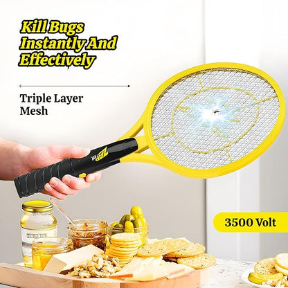 ZAP IT! Electric Fly Swatter Racket - 3,500 Volt Bug Zapper Racket - Battery-Powered Fly Zapper and Mosquito Racquet Zappers with AA Batteries Included - Lightweight and Compact for Indoors or Outdoor