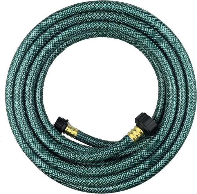 PVC Garden Hose 1/2 Inch, Flexible Water Hose with Male and Female Fittings, No Leaking, Heavy Duty, for Household, Outdoors, Lawns, Patio (25 FT, Green, Plastic Fittings)