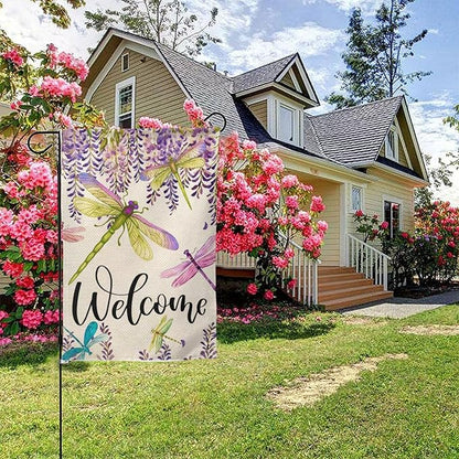 Dragonfly Garden Flag Vertical Double Sided Outdoor Yard Flags 12.5x18 Inch Burlap Banners for House Lawn