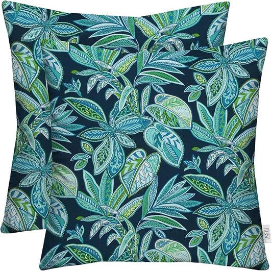 RSH DECOR: Square Throw Pillows Set of 2 | 20” x 20” | All-Weather Spun Fabric | Water and Fade-Resistant | Outdoor Accent Pillows for Patio Furniture | Crestwood Marine