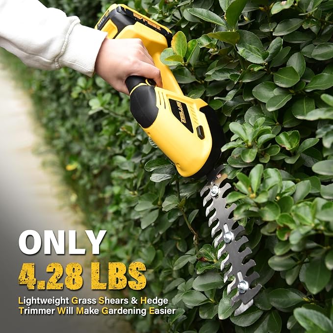 Cordless Hedge Trimmer, 2 in 1 Handheld Electric Grass Shear, 20V Power Tool for Efficient Yard Maintenance Lightweight, Trimming Hedges and Bushes with Charger and Battery
