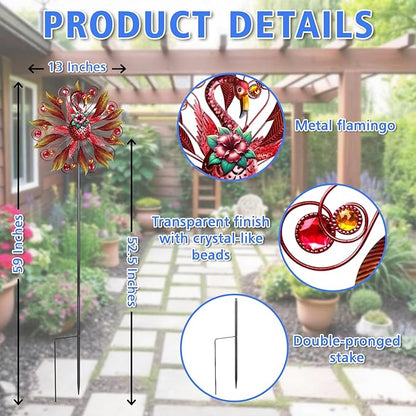 Flamingo Wind Spinner for Garden, Double Wind Sculpture Flamingo Wind Spinner for Garden Patio Yard Decor
