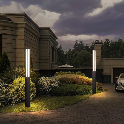 Outdoor Pathway Lights, 92 Inches Tall Bollard Light, 3000K Commercial Landscape Path Lighting, Mordern Led Bollards, IP65 Waterproof Pole Driveway Lights Wired for Sideway Garden Yard