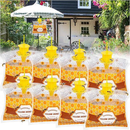 8 Pack Carpenter Bee Traps for Outside Disposable Wasp Traps Outdoor Hanging Yellow Jacket Trap Hornet Trap Bee Killer Wasp Catcher for Patio, Garden