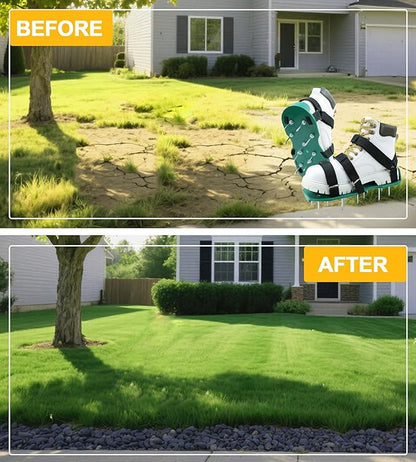 Blueash Lawn Aerator Shoes for Grass, Aerator Shoes for Lawn Aeration 2" Spikes, Aeration Shoes for Lawn with Adaptable Straps for All Shoe Sizes