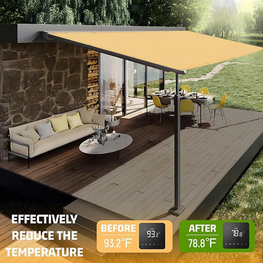 SUNNY GUARD Shade Cloth Custom Size 5x8 FT Sun Shade Screen Fabric Shade Cover Tarp with Grommets for Pergola Backyard Garden, Sand(We Customized)