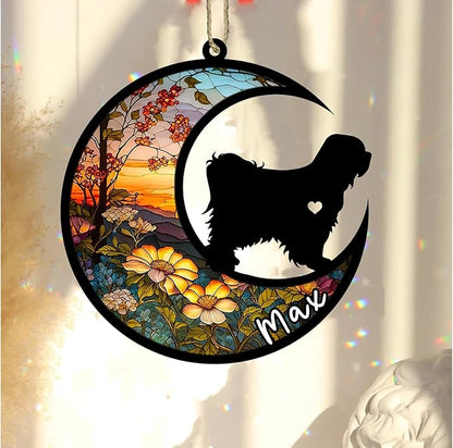 Personalized Dog Memorial, Custom Name Tibetan Terrier Dog Christmas Ornament with Name, Custom Breeds, Pet Loss Light Catcher, Gifts for Lovers Loss of Pet Sympathy on Mothers Day Christmas