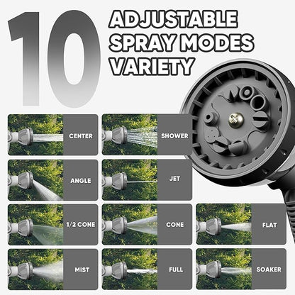 SILVEL Retractable Garden Hose Reel – 5/8 in x 110FT Heavy Duty Automatic Hose Reel Wall Mounted, Upgraded UV Resistant with 10 Pattern Nozzle, Any Length Lock & Slow Return System, 180°Swivel Bracket