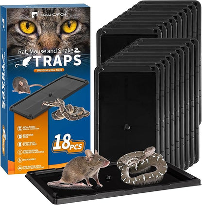 LULUCATCH Glue Mouse Traps Indoor for Home 18 Pack, Pre-Baited Sticky Plastic Glue Boards for House, Snake, Lizard, Insect, Mice, Rats & Spider Traps, Pet Safe Pest Control