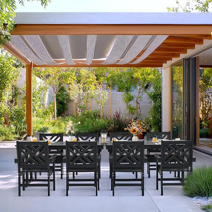 10 Piece HDPE Outdoor Dining Set for 8, Patio HDPE Furniture Set with 2 Table and Umbrella Hole, Outdoor Table and Chairs for Garden, Poolside, Backyard, Deck