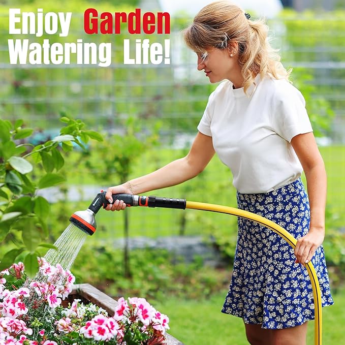 Heavy Duty Garden Hose 75ft x 5/8", NON-EXPANDABLE Flexible Water Hose for Outside, Kink Resistant Lightweight Hybrid Hose, Leakproof Rubber Hose for Outdoor, Yard, Car Wash, Garden