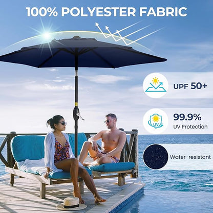 SUNVIVI OUTDOOR Outdoor Patio Umbrella, Patio Umbrella, Market Umbrella, Large Outdoor Umbrella, Metal Pole Umbrella with Push Button Tilt and Crank, Polyester Canopy