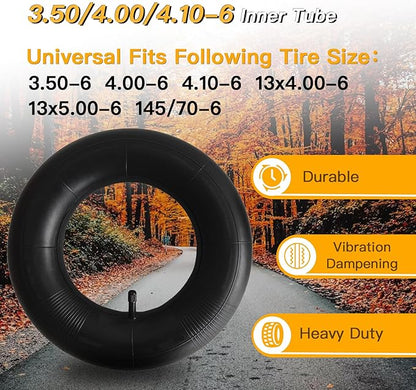 2-Pcs 4.10/3.50-6 Inner Tube 4.00/3.50-6 13 x 4.00-6 Heavy Duty 3.50-6 4.00-6 4.10-6 Replacement Inner Tube for Wheelbarrows, Mowers, Hand Trucks and More