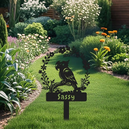 Custom Parrot Memorial Stake,Metal Parrot Grave Marker,Parrot Garden Sign,Remembrance Stake,Bird Loss,Outdoor Garden Yard Sign Parrot 16inch