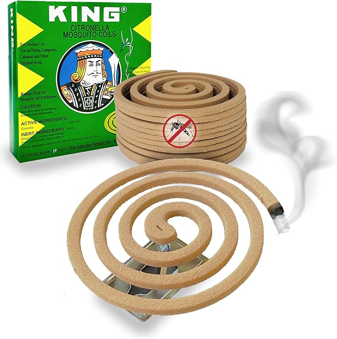 KING Mosquito Coils – Hawaii’s Most Trusted Citronella Protection – Each Coil's Scent Lasts up to 8 Hours (10 Coils)
