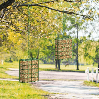 FLINTER Bird Feeder for Outdoors, Suet Feeder Hanging Bird Feeder, Hanging for Garden Yard Outside - Single Suet Cake Feeders fo Attracting Birds, Green
