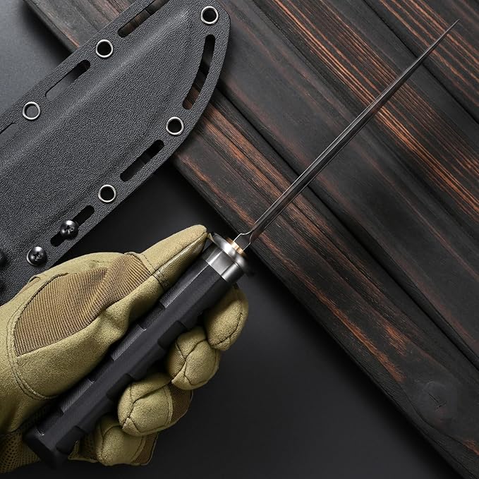 Sitivien ST29 Fixed Blade Knife, AUS-10 Steel Blade G10 Handle Full Tang Bowie Knife for Outdoor Camping Hunting Fishing Working(Black)