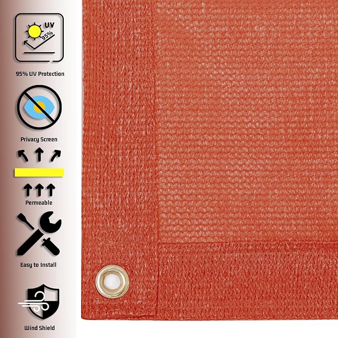 SUNNY GUARD Shade Cloth Custom Size 12x13 FT Sun Shade Screen Fabric Shade Cover Tarp with Grommets for Pergola Backyard Garden, Terra(We Customized)