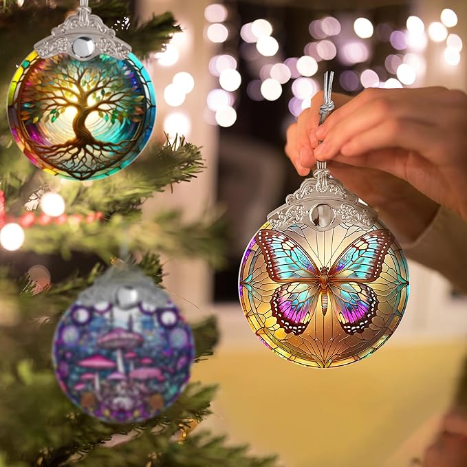 Stained Glass Suncatcher Butterfly Ornament for Christmas, Holidays, Tree Decor, Home Decoration and Gifts