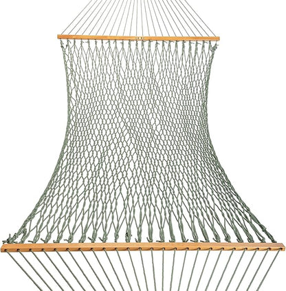 Original Pawleys Island Deluxe Meadow DuraCord Rope Hammock – 13 ft. x 60 in., 2-Person, 450 lb Capacity, Oak Spreader Bar, Zinc-Plated Hardware, Handcrafted in The USA