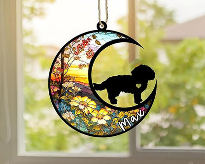 Personalized Dog Memorial, Custom Name Maltese Dog Christmas Ornament with Name, Custom Breeds, Pet Loss Light Catcher, Gifts for Lovers Loss of Pet Sympathy on Mothers Day Christmas