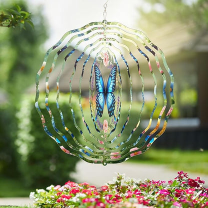 FLAGWIX Christmas Butterfly Wind Spinners Outdoor - 3D Stainless Steel Metal Wind Spinners 12 in - Birthday Gifts for Mom, Butterfly Gifts for Women, Yard Decorations Outdoor, Christmas Decorations