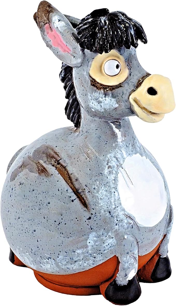 Ceramic Garden Decor - Donkey Lawn stake - Outdoor statue - Perfect, unique gifts for gardeners woman, men, yard gifts - Handmade, Frostproof