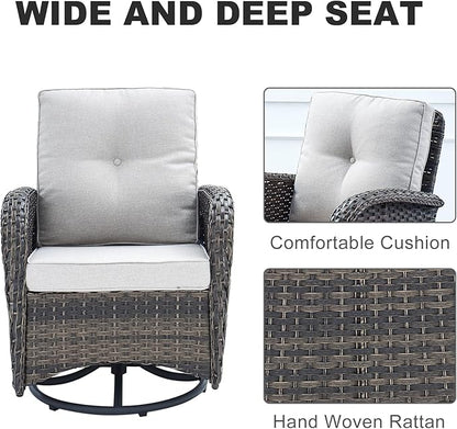 HUMMUH 8-Piece Outdoor Patio Furniture PE Wicker Patio Conversation Set,High Back Patio Couch with Ottomans Outdoor Chairs for Backyard,Porch,Deck