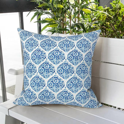 LVTXIII Outdoor Pillow Covers ONLY, Square Throw Pillow Covers, Modern Cushion Cases for Sofa Patio Couch Decoration 18 x 18 Inch, Pack of 2, Celadon Geometric