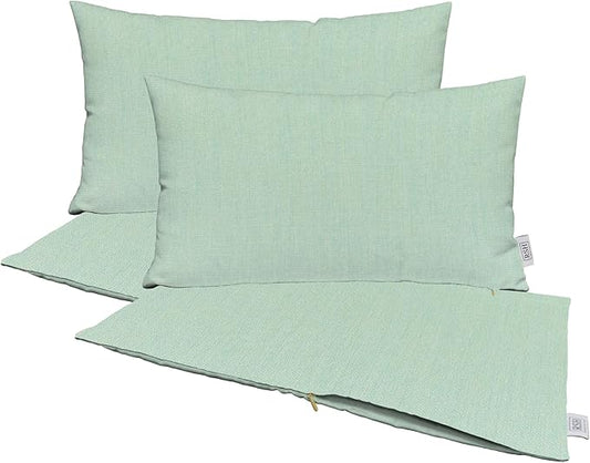 RSH DECOR: Sunbrella Pillow Covers Set of 4 | Covers Only - 20" x 12" | Outdoor Lumbar Pillow Covers Crafted with Sunbrella Performance Fabric | Canvas Spa