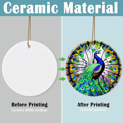 Colorful Ceramic Peacock Christmas Ornament, Peacock Ornaments for Christmas Tree, Holiday Decorations, Christmas Decor, Peacock Lovers, Peacock Gifts, Christmas Ornament Gift Ideas
