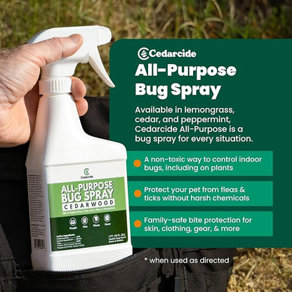 Cedarcide All-Purpose Bug Spray | Kill and Control Mosquitos, Fleas, Ticks, Ants | Made with Natural Essential Oils | Use on People, Pets & Kids (Cedarwood, Pint (16 Oz.))