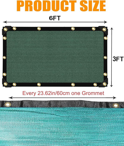 e.share 70% Shade Cloth for Garden, 3 Ft X 6 Ft Sun Shades Outdoor Patio with Grommets for Plant Covers,Porch Screen,Pergola Shade Cover,Greenhouse,Green