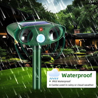 2 Pack Solar Animal Repellent Ultrasonic Outdoor Squirrel Racoon Fortress pro,Cat Deer Repellent with Motion Sensor,Waterproof Mouse Dog Skunk Rabbit Deterrent for Yard
