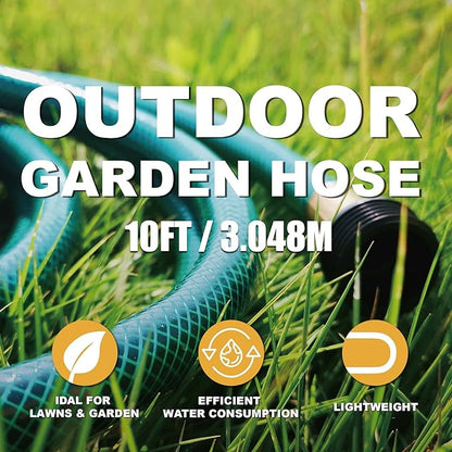 Garden Hose Leakproof for Gardener: 1/2” PVC Water Hoses with GHT Fittings - 10 FT No Kink and Flexible for Outdoor Watering
