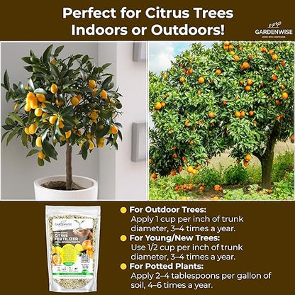 Professional Citrus Fertilizer + Vital Micronutrients; Perfect Balanced NPK for All Citrus; for Indoor and Outdoor Plants; Orange, Lime, Avocado and Lemon Tree Fertilizer (3 QUARTS)