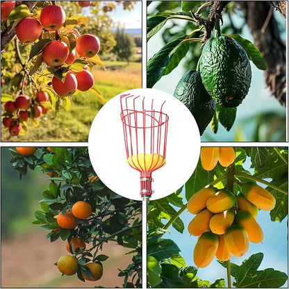 2 PCS Adjustable Fruit Picker Tool, 5.3 Feet Fruit Picker with Telescoping Basket & Pole, Ideal for Orange Picking, Cherry Picking & More