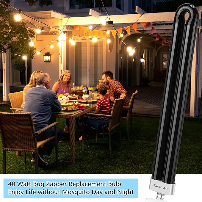 Bug Zapper Replacement Bulbs, 40w Black Light Bulb Compatible with Black Flag Bug Zapper Model BZ-40DX, BZ-40MAX, and BZ-40BLK (2)