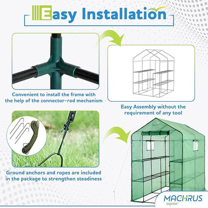 Machrus Ogrow Greenhouse Kit, Multiple Sizes - Green House, Small Greenhouses Outside, Kit Small Greenhouses Outdoors, Mini Greenhouse Outdoor.