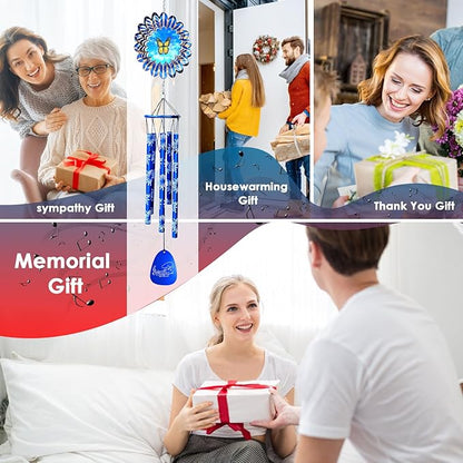 33" Memorial Wind Chimes Outside | Deep Tone Sympathy Windchime with Animated Butterfly Spinner, Rust-Resistant Garden Decoration, Gift for Women/Mom/Wife/Grandma/Housewarming