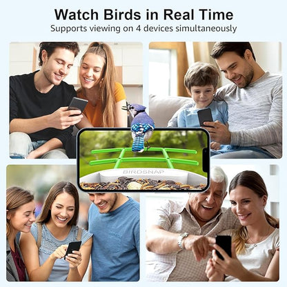 birdsnap® PAV- Smart Bird Feeder with Camera Solar Powered, 64GB Card & 2K HD Record Video Bird Camera Live with 5 DIY Add-ons, AI Identify Auto Capture, Ideal Gift for Birds Lover