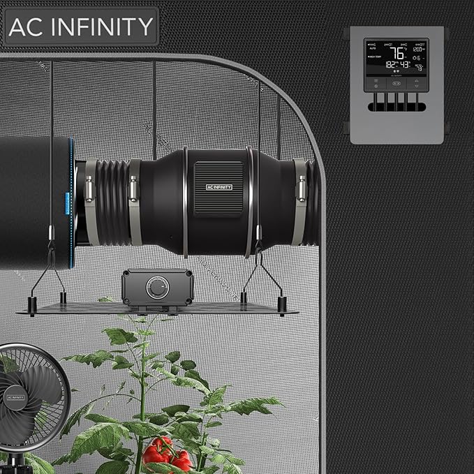 AC Infinity CLOUDLINE PRO T8, Quiet 8” Inline Duct Fan with Temperature Humidity VPD Controller, WiFi Integrated App Control - Ventilation Exhaust Fan for Heating Cooling, Grow Tents, Hydroponics