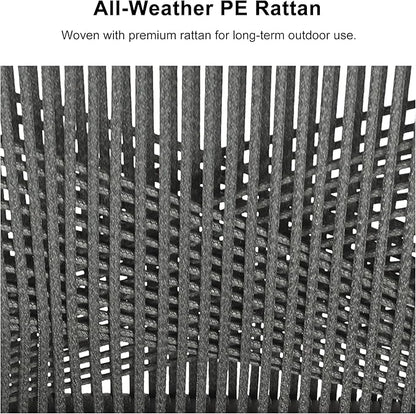 PURPLE LEAF Outdoor Patio Dining Set All-Weather PE Rattan Furniture Set with All Aluminum Frame Rectangular 9 Pieces Table and Chairs Set for 8 People Lawn Garden Backyard Deck, Grey